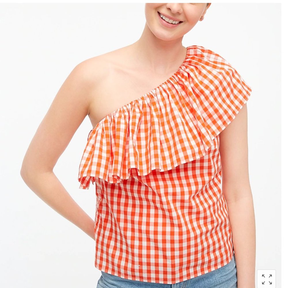 J. Crew Cotton Poplin Ruffle-Shoulder Top, NWT - Picture 2 of 5